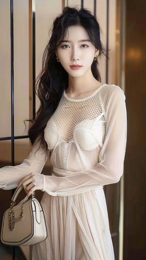 与妈妈在厨房的后方拥抱
